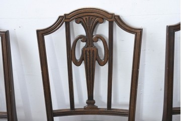 中古　美品　カリモク家具　domani(ドマーニ)　QUEENS LIFE(クイーンズライフ)　本革　上品なクラシカル装飾が映えるダイニングチェア3脚　セット現行定価約66万円相当　(R-085331)