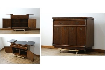 アメリカヴィンテージ　希少デザイン　DREXEL HERITAGE(ドレクセルヘリテイジ)　Accolade(アコレード)コレクション　天板拡張式　頑丈で質の高い作りのキャビネット　(R-085332)