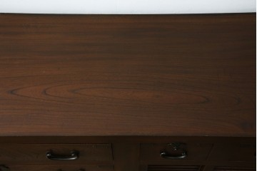 和製アンティーク　天板欅(ケヤキ)材　一枚板の風合い豊かな時代箪笥ローボード　(R-085333)