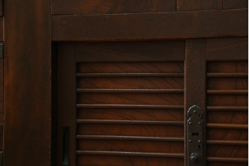 和製アンティーク　天板欅(ケヤキ)材　一枚板の風合い豊かな時代箪笥ローボード　(R-085333)