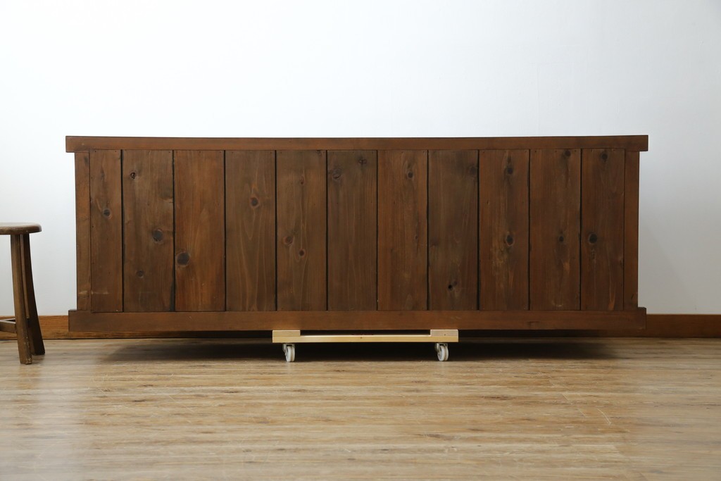 和製アンティーク　天板欅(ケヤキ)材　一枚板の風合い豊かな時代箪笥ローボード　(R-085333)