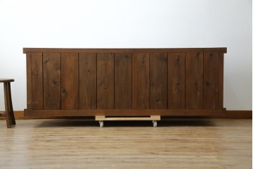 和製アンティーク　天板欅(ケヤキ)材　一枚板の風合い豊かな時代箪笥ローボード　(R-085333)