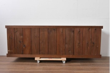 和製アンティーク　天板欅(ケヤキ)材　一枚板の風合い豊かな時代箪笥ローボード　(R-085333)