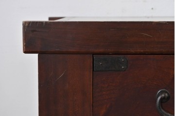 和製アンティーク　天板欅(ケヤキ)材　一枚板の風合い豊かな時代箪笥ローボード　(R-085333)