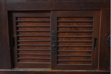 和製アンティーク　天板欅(ケヤキ)材　一枚板の風合い豊かな時代箪笥ローボード　(R-085333)