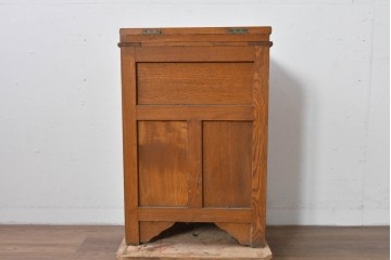 和製ヴィンテージ　十一屋(JUICHIYA)　上部が開く希少デザインのレトロな木製冷蔵庫　(R-085334)