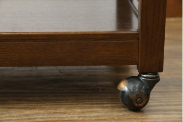 中古　美品　飛騨産業　挽き物脚がアクセントの木製キャスターワゴン　定価約10万円　(R-085335)