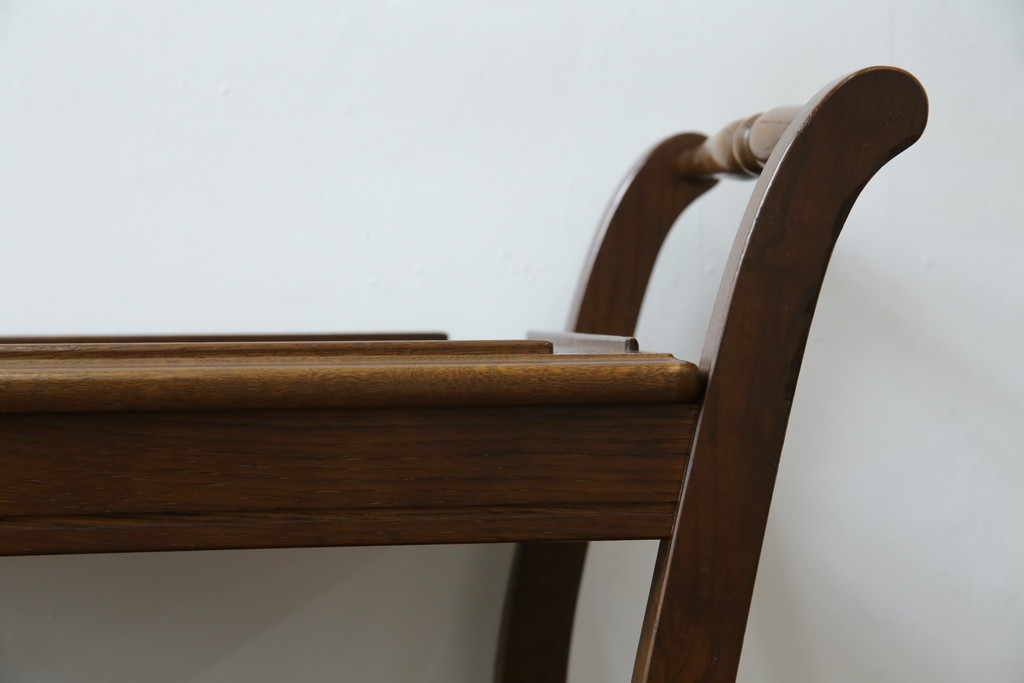 中古　美品　飛騨産業　挽き物脚がアクセントの木製キャスターワゴン　定価約10万円　(R-085335)