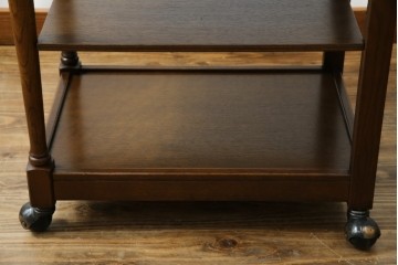 中古　美品　飛騨産業　挽き物脚がアクセントの木製キャスターワゴン　定価約10万円　(R-085335)