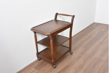 中古　美品　飛騨産業　挽き物脚がアクセントの木製キャスターワゴン　定価約10万円　(R-085335)