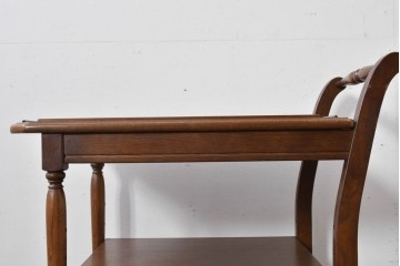 中古　美品　飛騨産業　挽き物脚がアクセントの木製キャスターワゴン　定価約10万円　(R-085335)