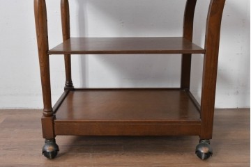 中古　美品　飛騨産業　挽き物脚がアクセントの木製キャスターワゴン　定価約10万円　(R-085335)