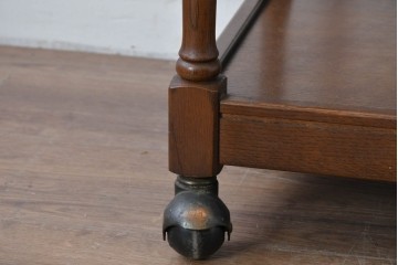 中古　美品　飛騨産業　挽き物脚がアクセントの木製キャスターワゴン　定価約10万円　(R-085335)