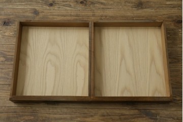 和製ヴィンテージ　良品!!　楢(ナラ)材　丁寧に仕上げられた框組み天板のレトロな文机　(R-085336)
