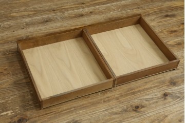 和製ヴィンテージ　良品!!　楢(ナラ)材　丁寧に仕上げられた框組み天板のレトロな文机　(R-085336)
