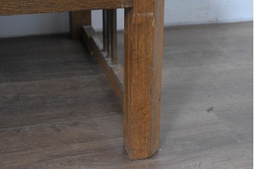 和製ヴィンテージ　良品!!　楢(ナラ)材　端正な框組み天板のレトロな文机　(R-085336)