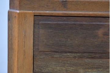 和製ヴィンテージ　良品!!　楢(ナラ)材　端正な框組み天板のレトロな文机　(R-085336)