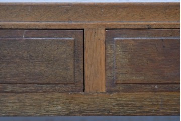 和製ヴィンテージ　良品!!　楢(ナラ)材　端正な框組み天板のレトロな文机　(R-085336)