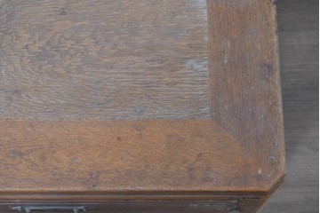 和製ヴィンテージ　良品!!　楢(ナラ)材　端正な框組み天板のレトロな文机　(R-085336)