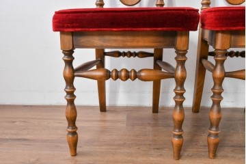 和製ヴィンテージ　オールドコスガ(KOSUGA)　背もたれ装飾が優美なダイニングチェア2脚セット　(R-085339)