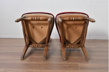 和製ヴィンテージ　オールドコスガ(KOSUGA)　背もたれ装飾が優美なダイニングチェア2脚セット　(R-085339)