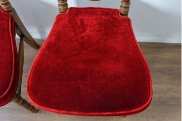 和製ヴィンテージ　オールドコスガ(KOSUGA)　背もたれ装飾が優美なダイニングチェア2脚セット　(R-085339)