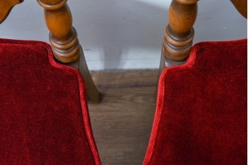 和製ヴィンテージ　オールドコスガ(KOSUGA)　背もたれ装飾が優美なダイニングチェア2脚セット　(R-085339)