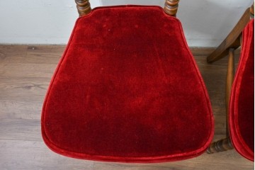 和製ヴィンテージ　オールドコスガ(KOSUGA)　背もたれ装飾が優美なダイニングチェア2脚セット　(R-085339)