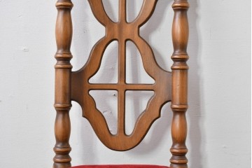 和製ヴィンテージ　オールドコスガ(KOSUGA)　背もたれ装飾が優美なダイニングチェア2脚セット　(R-085339)