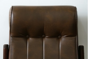 和製ヴィンテージ　東洋ファニチャー(TOYO FURNITURE)　ビニールレザー　折り畳み式フットレストが付いたロッキングチェア　(R-085340)