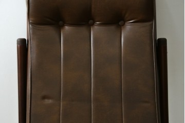 和製ヴィンテージ　東洋ファニチャー(TOYO FURNITURE)　ビニールレザー　折り畳み式フットレストが付いたロッキングチェア　(R-085340)
