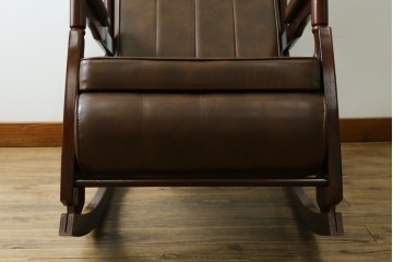 和製ヴィンテージ　東洋ファニチャー(TOYO FURNITURE)　ビニールレザー　折り畳み式フットレストが付いたロッキングチェア　(R-085340)