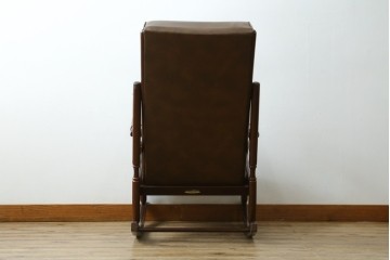 和製ヴィンテージ　東洋ファニチャー(TOYO FURNITURE)　ビニールレザー　折り畳み式フットレストが付いたロッキングチェア　(R-085340)
