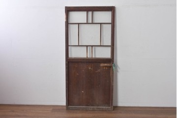 アンティーク建具　ペイント仕上げ限定　大正ロマンの趣を感じる桟入りガラスの扉1枚　(R-085341)