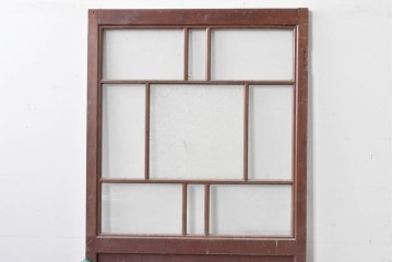 アンティーク建具　ペイント仕上げ限定　大正ロマンの趣を感じる桟入りガラスの扉1枚　(R-085341)
