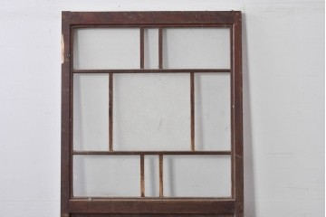 アンティーク建具　ペイント仕上げ限定　大正ロマンの趣を感じる桟入りガラスの扉1枚　(R-085341)