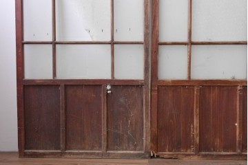 アンティーク建具　大正ロマン　趣ある佇まいのガラス戸3枚セット　(R-085342)