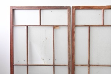 アンティーク建具　大正ロマン　趣ある佇まいのガラス戸3枚セット　(R-085342)