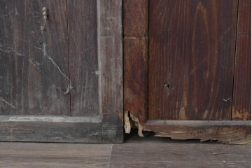 アンティーク建具　大正ロマン　趣ある佇まいのガラス戸3枚セット　(R-085342)