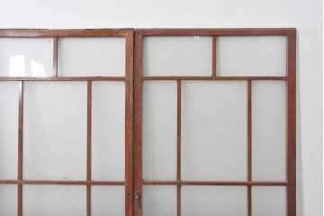アンティーク建具　大正ロマン　趣ある佇まいのガラス戸3枚セット　(R-085342)