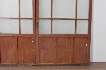 アンティーク建具　大正ロマン　趣ある佇まいのガラス戸3枚セット　(R-085342)