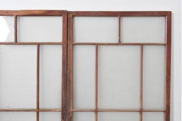 アンティーク建具　大正ロマン　趣ある佇まいのガラス戸3枚セット　(R-085342)