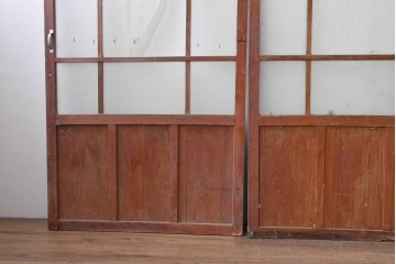 アンティーク建具　大正ロマン　趣ある佇まいのガラス戸3枚セット　(R-085342)