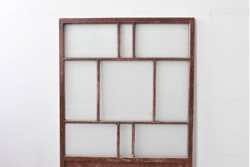 アンティーク建具　ペイント仕上げ限定　大正ロマン薫る桟入りガラス戸1枚　(R-085343)