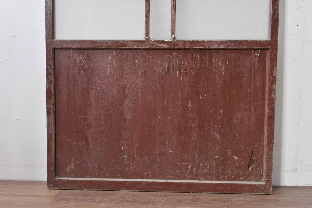 アンティーク建具　ペイント仕上げ限定　大正ロマン薫る桟入りガラス戸1枚　(R-085343)