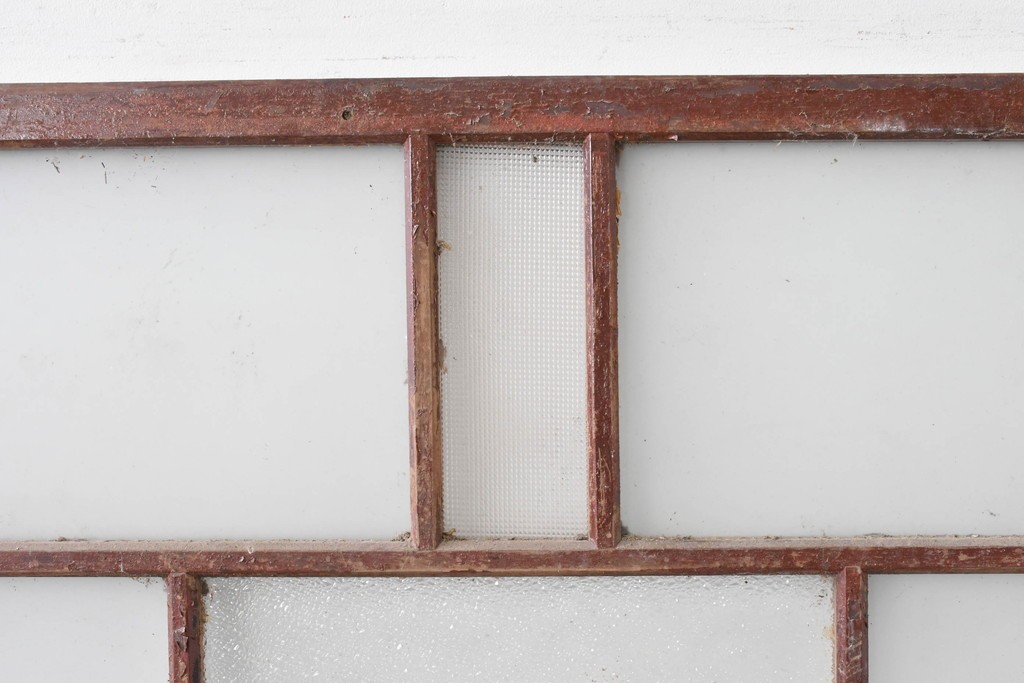 アンティーク建具　ペイント仕上げ限定　大正ロマン薫る桟入りガラス戸1枚　(R-085343)