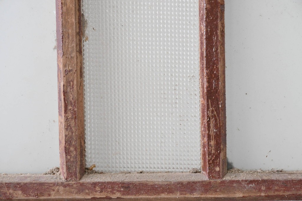 アンティーク建具　ペイント仕上げ限定　大正ロマン薫る桟入りガラス戸1枚　(R-085343)