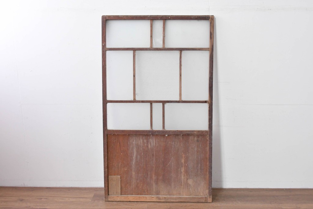 アンティーク建具　ペイント仕上げ限定　大正ロマン薫る桟入りガラス戸1枚　(R-085343)