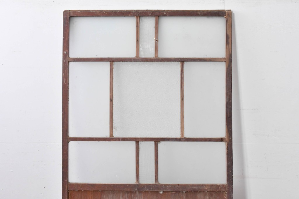 アンティーク建具　ペイント仕上げ限定　大正ロマン薫る桟入りガラス戸1枚　(R-085343)