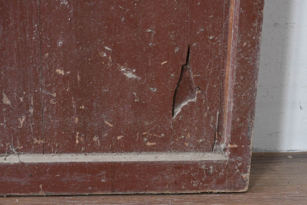 アンティーク建具　ペイント仕上げ限定　大正ロマン薫る桟入りガラス戸1枚　(R-085343)